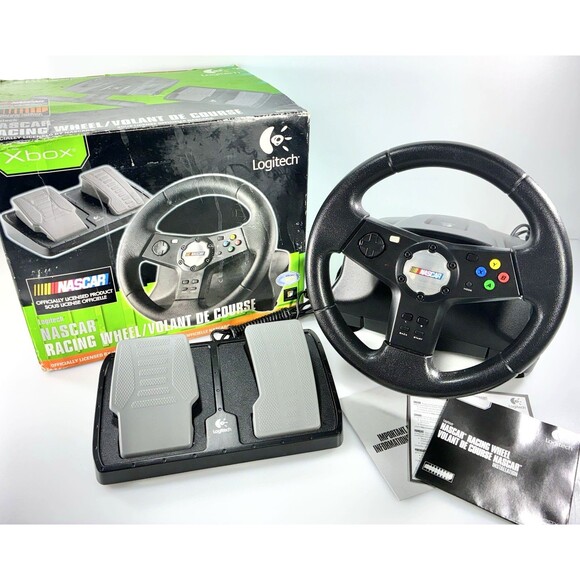 Logitech Nascar Racing Wheel and Pedals for Original Xbox in OEM Box Tested - Picture 1 of 16